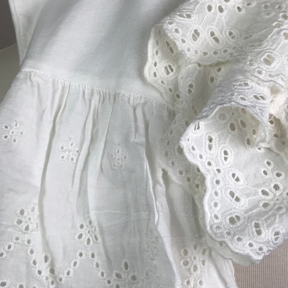 TOPSHOP White Eyelet Double Layer Sleeve Tee Shirt - Picture 12 of 15